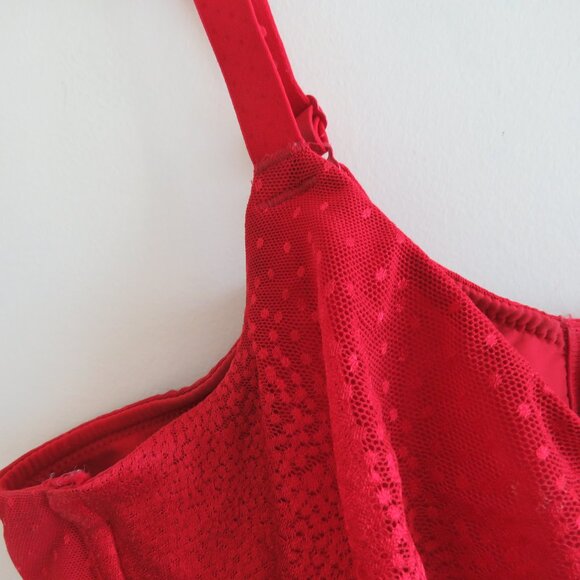 WACOAL Back Appeal Mesh Bra in Barbados Cherry Retro Pinup - Size 38C - Picture 6 of 13